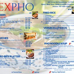 Tex Pho - Hello! These are our new menus, stop by and check us out!
This is the Front of our menu.