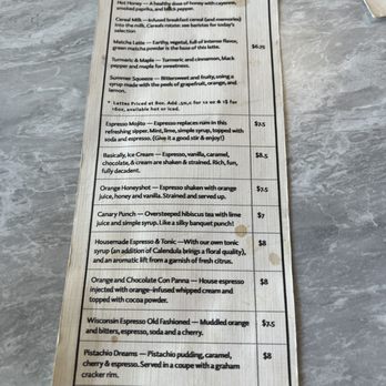 Canary Coffee Bar - Seasonal menu - Coffee & Tea Near Me - Milwaukee, Wisconsin