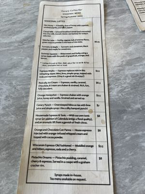 Menu photo 4 Canary Coffee Bar Milwaukee, WI