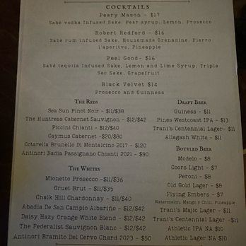 The Majestic - Drinks menu--12/21/25 - Supper Clubs Near Me - Los Angeles, California