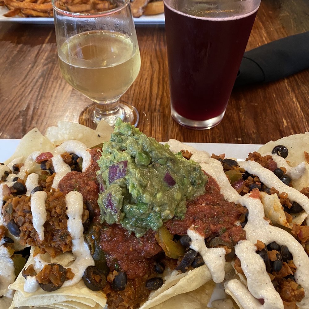 Raven Cafe - Vegan Nachos GF-V-VEG-DF and elderberry cider - Sandwiches Near Me - Prescott, Arizona Raven Cafe - Vegan Nachos GF-V-VEG-DF and elderberry cider - Sandwiches Near Me - Prescott, Arizona