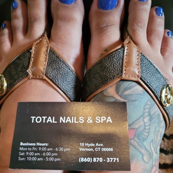 Total Nails & Spa - Finished toes and business card - Nail Salons Near Me - Vernon, Connecticut