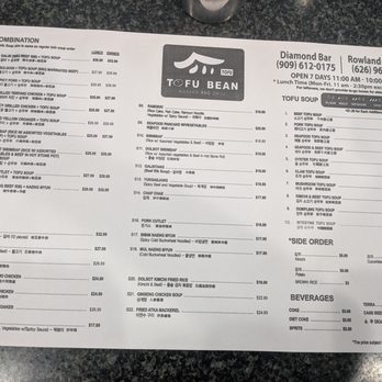 Tofu Bean Korean BBQ - Menu - Korean Near Me - Rowland Heights, California