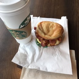 Double Smoked Bacon Cheddar & Egg Croissant Breakfast Sandwich with Large (oops...Vente) Pike Place Drip Coffee Double Smoked Bacon Cheddar & Egg Croissant Breakfast Sandwich with Large (oops...Vente) Pike Place Drip Coffee
