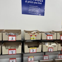 Walmart Supercentre - Pre-bagged bulk items. Unfortunately all the same size but at least the price is consistent for most bags