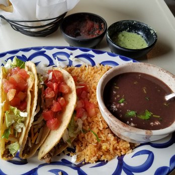 Pelons Tex-Mex - 3 Crispy Beef Tacos with Rice & Black Beans - Tex-Mex Near Me - Austin, Texas Pelons Tex-Mex - 3 Crispy Beef Tacos with Rice & Black Beans - Tex-Mex Near Me - Austin, Texas