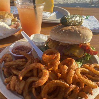 Luau Larry's - Wikki Whacked with a gourmet quality burger and curly fries- delicious! - New American Near Me - Avalon, California Luau Larry's - Wikki Whacked with a gourmet quality burger and curly fries- delicious! - New American Near Me - Avalon, California