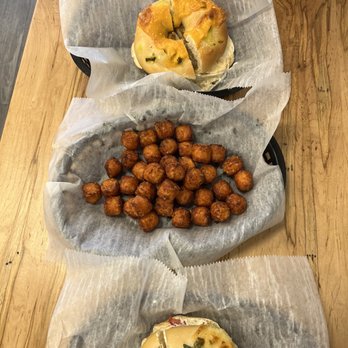 Bagels on Pointe - Sweet potato tots and bagel sandwiches - Bagels Near Me - Wilmington, North Carolina