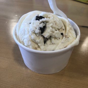 Moo Thru - Single scoop of Holstein- vanilla ice cream with huge chunks of semi-sweet chocolate. - Ice Cream & Frozen Yogurt Near Me - Charlottesville, Virginia