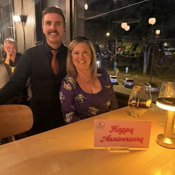 The Copper Note - Jacob the star  server of the evening & my wife. Look at that smile I think she wants to trade me in - Seafood Near Me - Prescott, Arizona