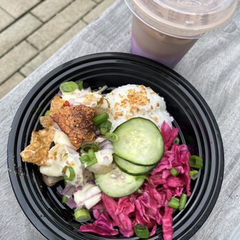 The Fattened Caf - Lechon pork bowl with ube latte - Barbeque Near Me - St. Louis, Missouri The Fattened Caf - Lechon pork bowl with ube latte - Barbeque Near Me - St. Louis, Missouri