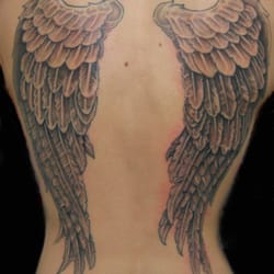 Scott Does Tattoos - Black and gray wing tattoos done by scott does tattoos