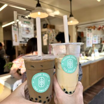 Figure 8 Tea Project - Black matcha milk tea (left) and black sugar milk tea (right)! Both are so good! - Bubble Tea Near Me - Los Angeles, California