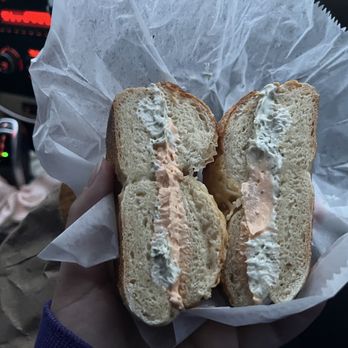 Lakeside Bagel & Deli - Asiago bagel, roasted red pepper cream cheese & garlic and herb cream cheese - Bagels Near Me - Edinboro, Pennsylvania Lakeside Bagel & Deli - Asiago bagel, roasted red pepper cream cheese & garlic and herb cream cheese - Bagels Near Me - Edinboro, Pennsylvania