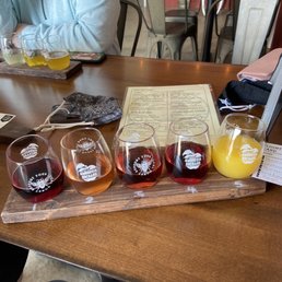 Flight. Loved their glasses with their logos. Mango Meadarita which is the last was my favorite. Flight. Loved their glasses with their logos. Mango Meadarita which is the last was my favorite.