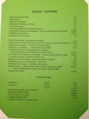Menu photo 4 La Moule qui Chante Dieppe, 76 Menu photo 4 La Moule qui Chante Dieppe, 76