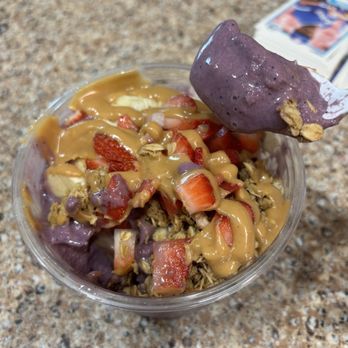 Tooele Nutrtion - Banana açaí bowl with peanut butter drizzle. A little melted from the car ride. - Coffee & Tea Near Me - Tooele, Utah Tooele Nutrtion - Banana açaí bowl with peanut butter drizzle. A little melted from the car ride. - Coffee & Tea Near Me - Tooele, Utah