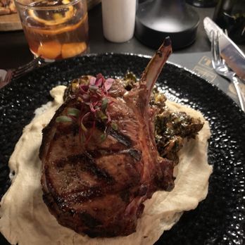 The Lodge Pasadena - Pork chop with fried brussel sprouts - Comfort Food Near Me - Pasadena, Maryland