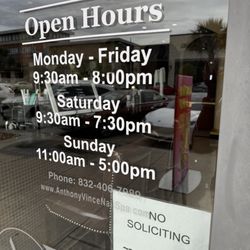 Anthony Vince' Nail Spa - Hours