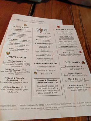 Menu photo 1 Glass Wine Bar Kitchen Hawley, PA Menu photo 1 Glass Wine Bar Kitchen Hawley, PA