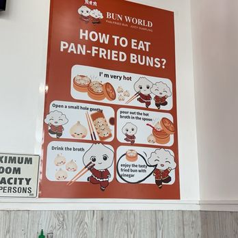 Bun World - Sign showing how to eat buns - Chinese Near Me - Anaheim, California Bun World - Sign showing how to eat buns - Chinese Near Me - Anaheim, California