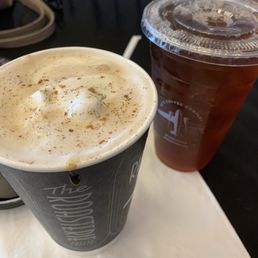 Pumpkin spiced latte and raspberry black tea Pumpkin spiced latte and raspberry black tea