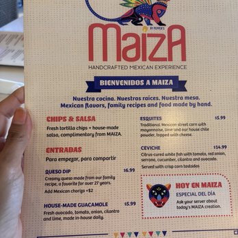 Maiza - Menu - Mexican Near Me - Jacksonville, Florida