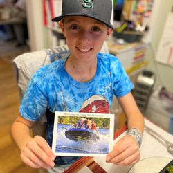 Southwoods - When he registered they sent him an awesome hat and a welcome postcard