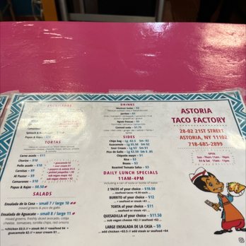 Astoria Taco Factory - Menu - Tacos Near Me - Astoria, New York Astoria Taco Factory - Menu - Tacos Near Me - Astoria, New York
