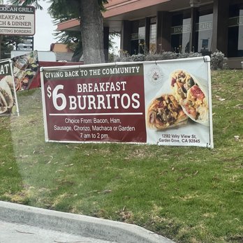 Estrada's Mexican Grill - This sign caught my attention this morning so I stopped in for a try. I ordered this $6 Chorizo breakfast burrito special. - Mexican Near Me - Garden Grove, California Estrada's Mexican Grill - This sign caught my attention this morning so I stopped in for a try. I ordered this $6 Chorizo breakfast burrito special. - Mexican Near Me - Garden Grove, California