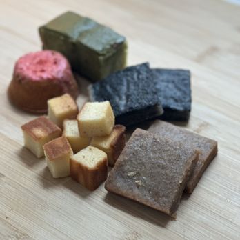 Mochimas - Sesame bar, earl grey bar, strawberry tart, matcha cake, and mochi bites - Desserts Near Me