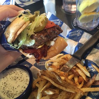 Pappas Burger - Half a bacon cheeseburger. Wasn't worth it to get two since they were 16$ a piece. - Burgers Near Me - Houston, Texas Pappas Burger - Half a bacon cheeseburger. Wasn't worth it to get two since they were 16$ a piece. - Burgers Near Me - Houston, Texas