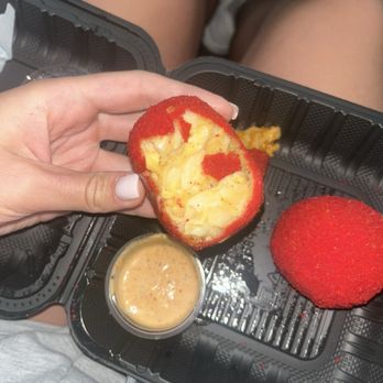 Take it Cheesy - Hot Cheetos Mac n Cheese Balls - Mexican Near Me - Hicksville, New York Take it Cheesy - Hot Cheetos Mac n Cheese Balls - Mexican Near Me - Hicksville, New York