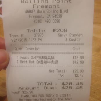 Boiling Point - The price on menu was $11.99 including drink. - Hot Pot Near Me - Fremont, California