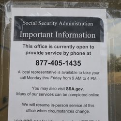 Social Security - Call before going 2020