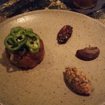 Husk - Pork with charred eggplant, pepper relish, Farro salad - Southern Near Me - Nashville, Tennessee