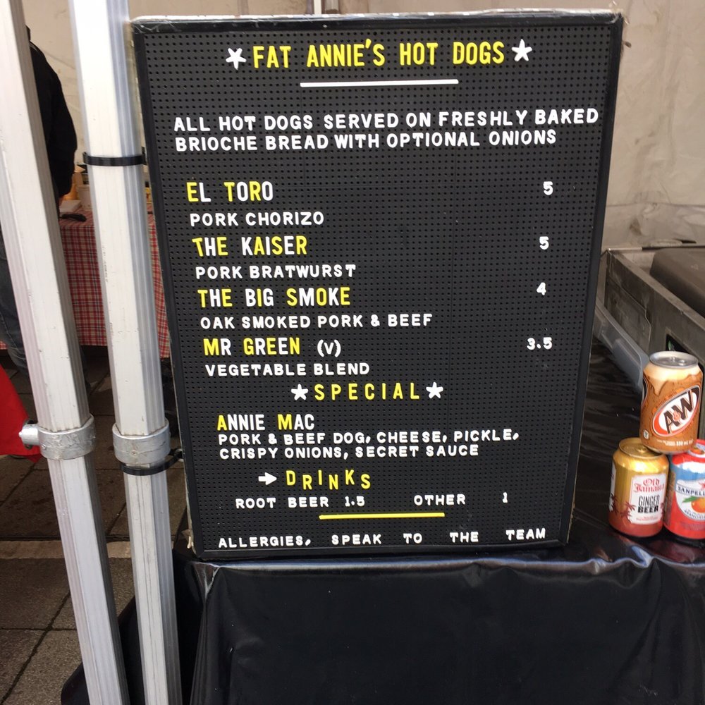 Fat Annie's - The menu at Levenshulme Market at The University of Manchester - Street Vendors Near Me - Droylsden, XGM