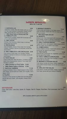 Menu photo 8 Marinas Mexican Grill Baton Rouge, LA Menu photo 8 Marinas Mexican Grill Baton Rouge, LA