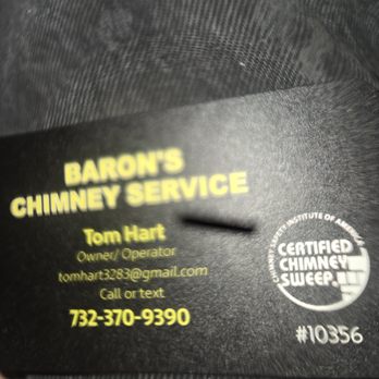 Baron's Chimney Service - His Bizz Card TomTom732-370-9390 - Chimney Sweeps Near Me - Howell, New Jersey