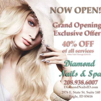 Diamond Nails - Grand Opening! Exclusive Offer 40% OFF of all services. - Nail Salons Near Me - Eagle, Idaho Diamond Nails - Grand Opening! Exclusive Offer 40% OFF of all services. - Nail Salons Near Me - Eagle, Idaho
