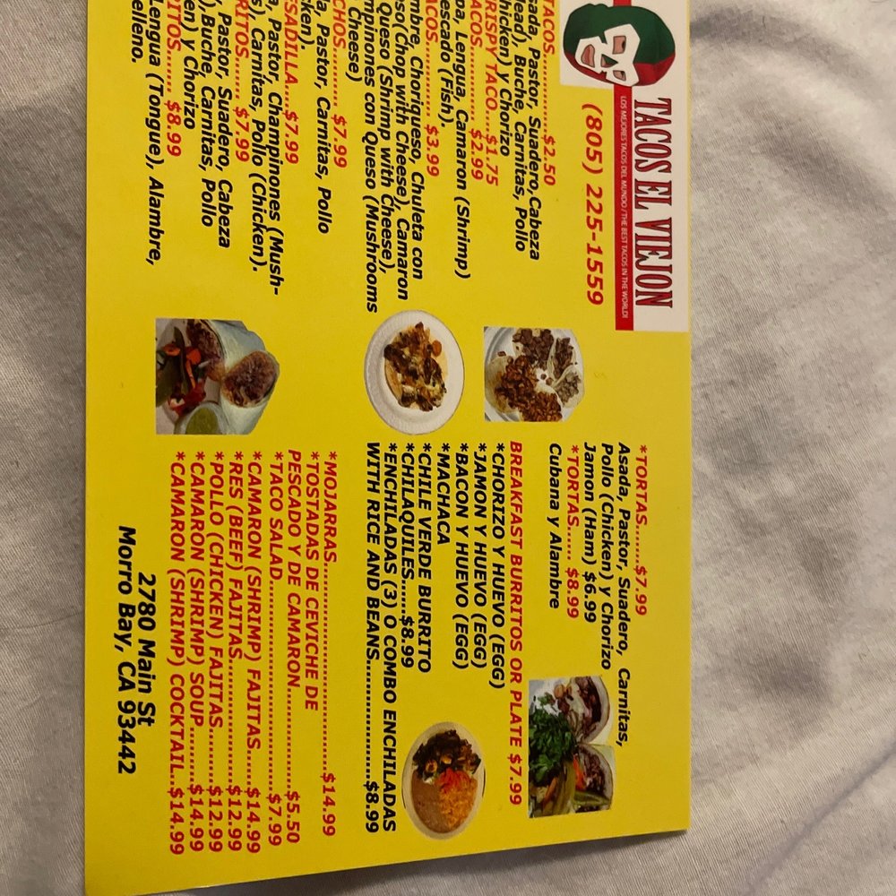 Tacos El Viejon - Menu - Tacos Near Me - Morro Bay, California