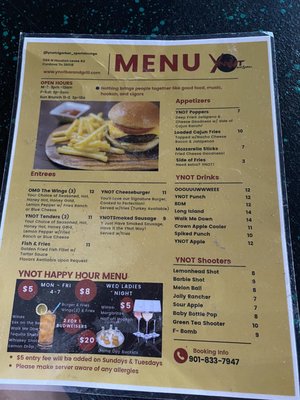 Menu photo 2 Ynot Cigar Bar & Grill Cordova, TN Menu photo 2 Ynot Cigar Bar & Grill Cordova, TN