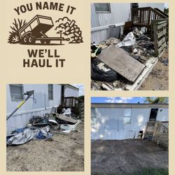 You Name It We’ll Haul It - From cluttered to clean! We removed the trash and the old wooden platform underneath -- making space in the customers backyard.
