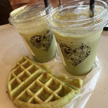 Phin Cafe - Two Banana Matcha and one Pandan Waffle - Coffee & Tea Near Me - Fremont, California Phin Cafe - Two Banana Matcha and one Pandan Waffle - Coffee & Tea Near Me - Fremont, California