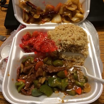 Mr Wok - Kung pow beef w/sweet & sour chicken- veggies are chopped a little huge! - Chinese Near Me - Spokane, Washington