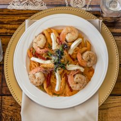 Summit Catering - Penne with Shrimp, Sun-dried Tomato and Asparagus