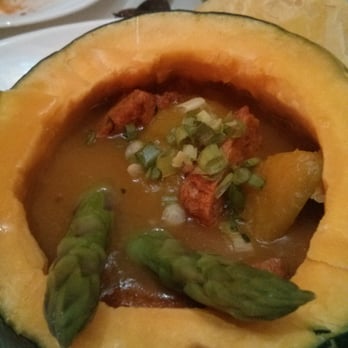 Sun Cuisines - Pumpkin stew with fish cake. Mostly mild with a slight hint of heat. - Thai Near Me - Buffalo, New York Sun Cuisines - Pumpkin stew with fish cake. Mostly mild with a slight hint of heat. - Thai Near Me - Buffalo, New York