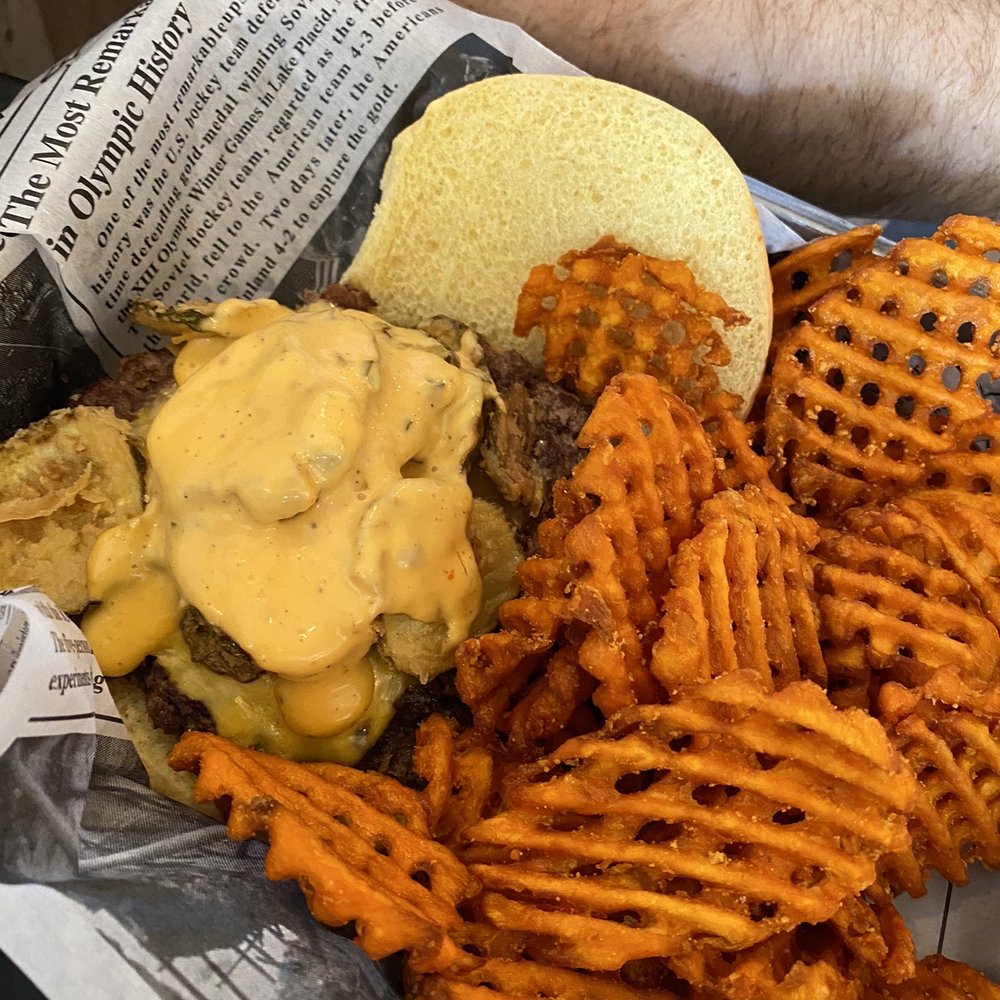 The Committed Pig - Burger with fried pickles - Breakfast & Brunch Near Me - Morristown, New Jersey The Committed Pig - Burger with fried pickles - Breakfast & Brunch Near Me - Morristown, New Jersey