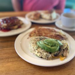 The Griddle - Make your own omelet, huckleberry stuffed French toast, quiche Lorraine and Affrogato