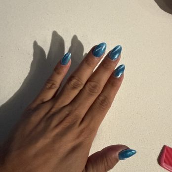 Dazz Nails and Spa - First time cats eye color and will be my last! The shimmer and glitter are so ugly and tacky. I'm embarrassed to be seen with these nails. - Nail Salons Near Me - Placentia, California